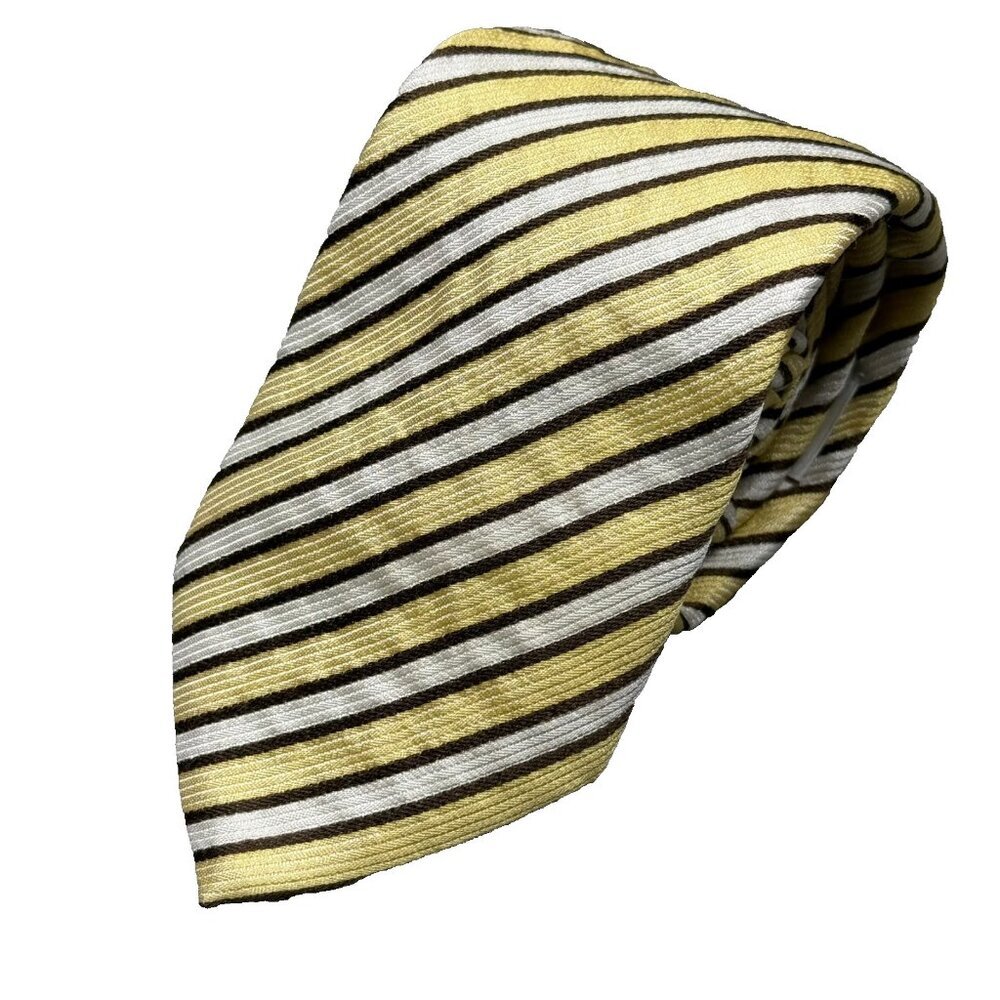 Giorgio Armani‎ Tie 100% Silk Striped Yellow Made in Italy 3"